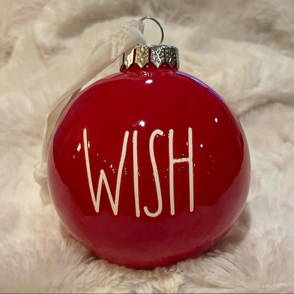 RAE DUNN by Magenta "JINGLE, SANTA, WISH” Christmas Ornament Set of 3 - Picture 4 of 5